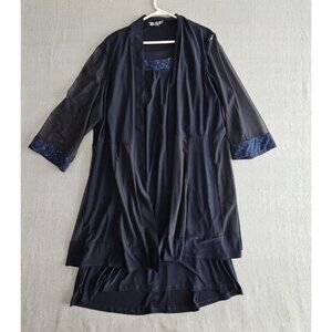 R&M Richards Woman 2 Piece Dress Suit Navy with Blue Embellishments Quiet Luxury